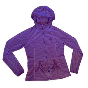 North Face Women’s Small Purple Stripes Full Zip Hoodie Fleece Shirt Jacket